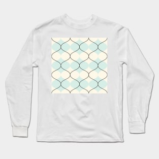 Retro geometric 70s blue black waves Long Sleeve T-Shirt